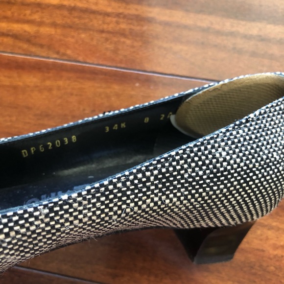 Salvatore Ferragamo bow block heels 8 2A shoes vintage black white classic - Picture 13 of 14